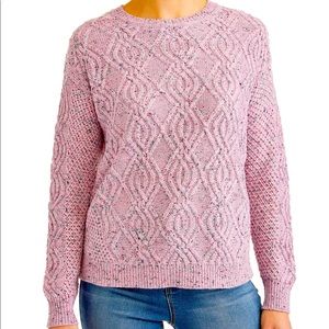 NWT Time & Tru Speckled Cable Knit Sweater Rose Confetti Size Small